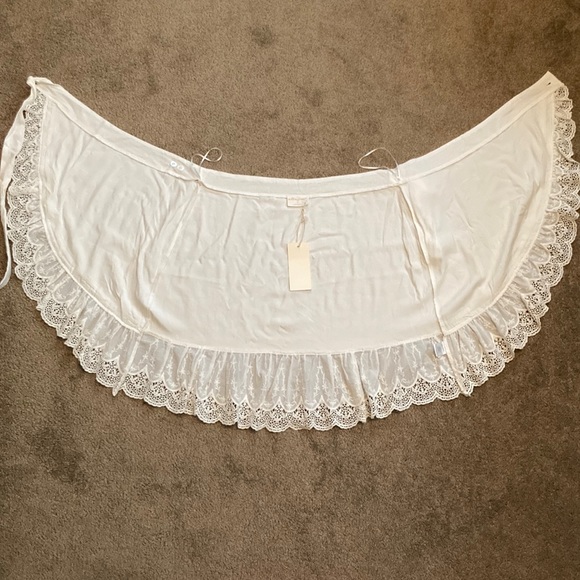 NWT Allie Rose white asymmetrical wrap skirt w/ embroidered/lace details, Large - Picture 6 of 13